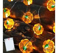 1 pièce Lanterne citrouille décorative d'Halloween, Guirlande lumineuse LED blanc chaud en forme de citrouille, alimentée par batterie, convient pour la décoration intérieure automnale, la décoration