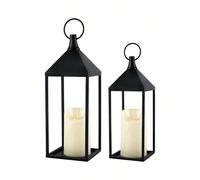 1 pièce Lanterne de style ferme en métal noir - Porte-bougie décoratif, convient pour le porche, le patio, la salle à manger et l'entrée - Design triangulaire romantique, lavage à la main uniquement -