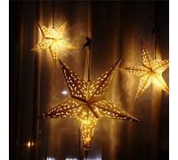 1 pièce Lanterne en papier étoile & lune 60/45/30cm (ampoule non incluse), abat-jour en papier creux 3D suspendu, pendentif étoile en papier Eid Mubarak, convient pour la fenêtre, la décoration murale