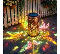 1 pièce Lanterne solaire papillon suspendue d'extérieur, lampe en fer classique ajourée et sculptée, suspendable pour la cour, le jardin, le balcon & la terrasse, décoration idéale pour Noël, Hallowee