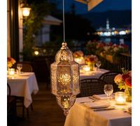 1 pièce Lanterne solaire suspendue d'extérieur, lampe marocaine en fer rétro avec crochets, lumière de projection d'ombre étanche, décoration solaire, ornement d'ambiance idéal pour le parc, la terras