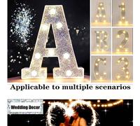 1 pièce Lettre lumineuse décorative intérieure colorée argentée de 21 cm, lumière à lettres alimentée par batterie, décoration de fête d'anniversaire 1er, 16e, 18e, 20e, 30e, lumière à chiffres à effe