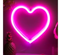 1 pièce Lumière au néon en forme de cœur LOVE, avec crochet, alimentée par USB et batterie, lampe au néon en forme de cœur, convient pour le bureau, la chambre de jeune fille, le mur, la fête, la déco