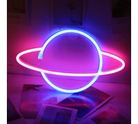 1 pièce Lumière au néon en forme de planète LED avec crochet, alimentée par USB et pile, design Saturne, convient pour le bureau, la chambre, le mur, la fête, le dortoir, la salle de jeux, la décorati