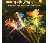 1 pièce Lumière au sol à fibres optiques solaire avec 6 LED et papillon coloré pour cour, jardin, pelouse, allée, mariage, demande en mariage, camping, arrangement surprise, patio, vacances [Alimenté 