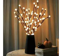 1 pièce Lumière de branche sphérique à 20 LED blanc chaud, lampe de décoration de vase, décoration de fête, lumière de paysage de fête, lumière de branche LED, convient pour la chambre à coucher, le b