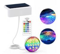 1 Pièce Lumière LED Submersible Énergie Solaire, Étanche RGB Multicolores LED Éclairage avec Télécommandes, Étanchéité IP68, Blanc