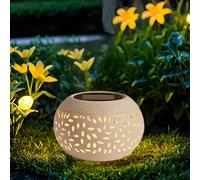 1 pièce Lumière solaire à pois en céramique, lanterne ajourée en fer solaire imperméable pour jardin/pelouse extérieur, lumière décorative Fer