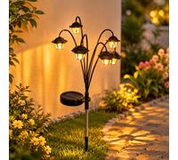 1 pièce Luminaire d'éclairage de style vintage alimenté par énergie solaire - LED blanc chaud - Éclairage décoratif pour la cour, le chemin et le jardin - 6 têtes de lampes au sol lampadaire lanterne 