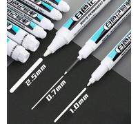 1 pièce Marqueur de peinture blanc 0,7 mm/1 mm/2,5 mm, marqueur permanent imperméable et résistant à l'huile pour le bois, le plastique, le cuir, le marquage de trous profonds sur le métal, convient p