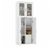 1 Pièce Meuble Rangement Cuisine Placard à Balais, Meuble Multifonctionnel Armoire Haute étagère avec Portes et Tablette Réglable pour Salle de Bain/Cuisine/Salon/Couloir/Bureau/Blanc/65×30×165CM