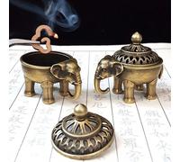 1 pièce Mini brûleur d'encens animal, brûleur d'encens éléphant avec couvercle, brûleur d'encens en métal, collecteur de cendres, décoration de bureau à domicile, brûleur d'encens conique vintage, bas