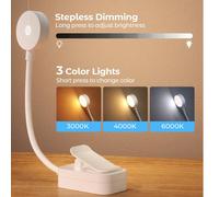 1 pièce Mini lampe de lecture LED portable, lampe de livre à clip avec protection des yeux pour les étudiants, 3 couleurs, alimentée par batterie, petite lampe de nuit portable, idéale pour la lecture