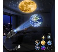 1 pièce Mini projecteur lunaire USB LED, lampe de la Terre et de la galaxie pour l'éclairage d'ambiance de la maison, la décoration de la chambre, le cadeau mural, la lumière de nuit lune,Terre,Mer du