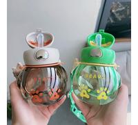 1 pièce Mini tasse à paille en forme d'ours en peluche mignon, convient pour l'école, les sports de plein air, bouteille d'eau d'ours en peluche mignon d'été, avec paille étanche et sangle d'épaule 1