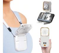 1 pièce Mini ventilateur portable rechargeable 3000 mAh, ventilateur de refroidissement multifonction pour l'extérieur en été, 3 vitesses de vent réglables, à suspendre au cou, pliable, à poser sur un
