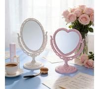 1 pièce Miroir de maquillage double face de style européen, conception et artisanat exquis, miroir de coiffeuse en forme de cœur, convient pour la Saint-Valentin, le mariage, les fêtes d'anniversaire,