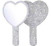 1 pièce Miroir de maquillage en forme de cœur incrusté de diamants, miroir de vanité de luxe étincelant avec cristaux de strass, convient pour le voyage, la maison ou en cadeau, maquillage, pas cher, 
