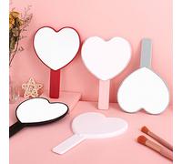 1 pièce Miroir de maquillage en forme de cœur, miroir de poche mignon et portable, miroir de maquillage de couleur bonbon à main, miroir compact mini avec poignée, convient pour le maquillage quotidie