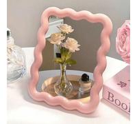 1 pièce Miroir de maquillage mignon, design vague crème, à poser sur table/mural, convient pour dortoir, coiffeuse, bureau, maquillage, abordable, décoration de chambre, coiffeuse, voyage, chambre à c