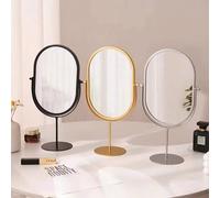 1 pièce Miroir de Vanité Ovale Élégant Doré, Cadre Métallique à la Mode, Surface en Verre Poli, Décoration de Chambre à Coucher et d'Entrée, Miroir de Maquillage Portable, Sans Alimentation Électrique