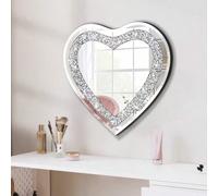 1 pièce Miroir en forme de cœur en acrylique de 30 x 30 cm - Miroir argenté asymétrique double face avec fragments de cristal, épaisseur de 2 mm, décoration polyvalente pour la maison, le garage, la c