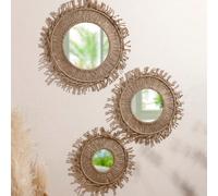 1 pièce Miroir mural de style bohème, miroir rond tressé en corde, miroir rond en corde nautique, décoration murale en corde torsadée, miroir mural en jute côtier, miroir mural décoratif rustique, con