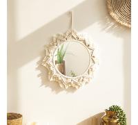 1 pièce Miroir mural suspendu en macramé, miroir bohème, miroir décoratif, miroirs bohèmes pour la décoration murale, miroir mural, miroir rond, grand miroir, miroirs de salle de bain pour le mur, mir