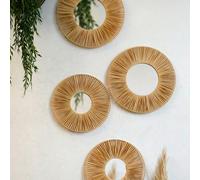 1 pièce Miroir rond en forme de T, convient pour la salle de bain, miroir rond avec cadre en bois de style bohème pour la chambre d'enfant, la salle de bain, le hall d'entrée, le style bohème, le miro
