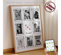 1 pièce Modèle de carte d'affichage personnalisable, beau cadeau pour le 1er anniversaire de mariage, décoration de mariage de couple romantique modifiable, décoration de chambre, art mural personnali