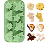 1 pièce Moule à biscuits en silicone en forme de poney arc-en-ciel, moule à gâteau en silicone en forme de poney mignon, d'engrenage et d'étoile, moule à bonbons en silicone, pour faire du chocolat, d