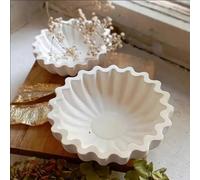 1 pièce Moule à bol en silicone à bord ondulé, grand et petit format, DIY ciment, gypse, argile, résine, béton, rangement de bougie pour la décoration de la maison, support de bijoux, artisanat Grand