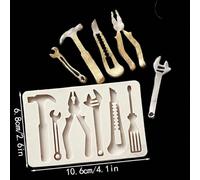 1 pièce Moule à chocolat en forme de clé, moule à fondant pour outil de robinet de tuyau steampunk. Pour la décoration de gâteau de la Fête des Pères, la décoration de cupcakes, les biscuits, la pâte 