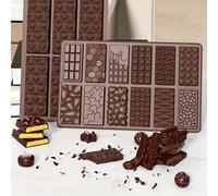 1 pièce Moule à chocolat en silicone à 12 cavités, formes variées, moule à biscuits, gaufres et barres de sandwich DIY, démoulage facile, petits moules à chocolat en silicone Grille 1pc12Silicone