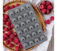 1 pièce Moule à gâteau Charlotte à la framboise en silicone, moule de cuisson anti-adhésif 24 cavités pour faire des tartelettes à la framboise, gâteaux mousse, bûches, accessoires de cuisson 1 pièce