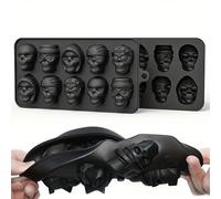 1 pièce Moule à gâteau en forme de crâne à 10 cavités, moule à chocolat, crâne d'Halloween, moule à gâteau en silicone, moule à bonbons de cuisson Noir 1 pièce,Lot de 2 noirs,Bleu clair 2 pièces,Bleu 