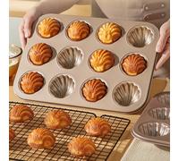 1 pièce Moule à gâteaux Madeleines antiadhésif 6/9/12 tasses, design élégant en forme de coquille, surface antiadhésive pour des bords parfaitement ronds, démoulage et nettoyage faciles - convient pou