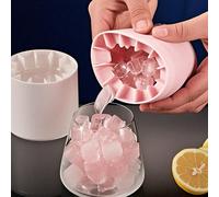 1 pièce Moule à glaçons portable en silicone rose/bleu, seau à glaçons 3D cylindrique, moule à glaçons en silicone à plusieurs compartiments et design de seau simple avec couvercle, fabricant de glaço