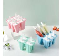 1 pièce Moule à sucettes glacées en silicone multicavités de couleur unie avec pinceau, réutilisable pour la maison, la cuisine, le réfrigérateur, le DIY, la fabrication de glaces, les fêtes d'été Gri