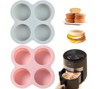 1 pièce Moule à œuf en silicone réutilisable pour friteuse à air, plaque de cuisson antiadhésive pour friteuse à air, moules à muffins en silicone pour la cuisson, moule à petits pains pour hamburgers
