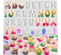 1 pièce Moule en résine pour alphabet, moule en silicone à lettres inversées avec trou de résine époxy, moule en forme de lettre pour porte-clés en résine DIY, pendentif de bijoux et décoration Taille