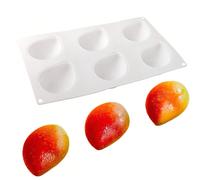 1 pièce Moule en silicone à 6 cavités pour gâteau mousse à la mangue, crème glacée, glaçons, moule à fruits. Moule à gâteau durable et flexible pour desserts de fête à la maison, outil et accessoire d