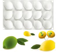 1 pièce Moule en silicone citron, moule 3D citron 15 cavités - Plaque de cuisson anti-adhésive, pour chocolat, gelée, fondant, moule à gâteau, moule à glaçons Silicone