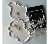 1 pièce Moule en silicone de style européen vintage avec motif de dentelle en relief, moule pour plat de rangement DIY, décoration en béton, plâtre, résine époxy, accessoire de décoration pour la mais