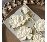 1 pièce Moule en silicone en forme de fleur de magnolia pour la décoration de gâteau, bonbons, chocolats, cupcakes, accessoires de cuisine, ustensile de cuisson + 1 pièce Moule en silicone avec motif 