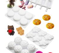 1 pièce Moule en silicone en forme d'ours, de nid d'abeille, de chocolat, de cœur, de boule, de petit ovale pour glace, chocolat, bonbon, pudding, gelée, dessert français, mousse, décoration de gâteau