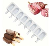 1 pièce Moule en silicone ovale à 4/8 cavités - Moule à chocolat et gâteau glacé fait maison - Outils faits main, moule à sucettes glacées DIY 1 grande grille à quatre grilles + 50 bâtons,Grille 1pc8,