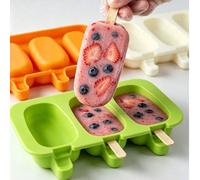 1 pièce Moule en silicone ovale Magnum pour glace, moule à glace à l'eau incluant 50 bâtons en bois, moule anti-adhésif réutilisable DIY pour glace maison Moules à glace bleus + 50 bâtonnets,Moules à