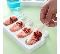 1 pièce Moule ovale à 4 cavités pour glaces sur bâtonnet, moule à bâtonnets de fromage, moule à sucettes glacées en silicone, moule à crème glacée, desserts glacés, pour une utilisation dans les resta