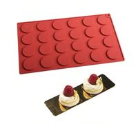 1 pièce Moule silicone plat rond à 24 cavités, moule à gâteau cylindrique 3D, convient pour la cuisson de mousse, bonbons, pâtisseries, chocolats, petits gâteaux, biscuits, décoration de gâteaux. Sili